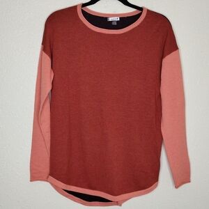 Smartwool Women Shadow Pine Colorblock Sweater Ginger Masala Women's Size Small